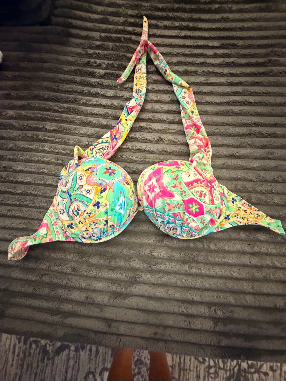 Venus Push-up Halter Bikini Top in Multicolor Floral Print